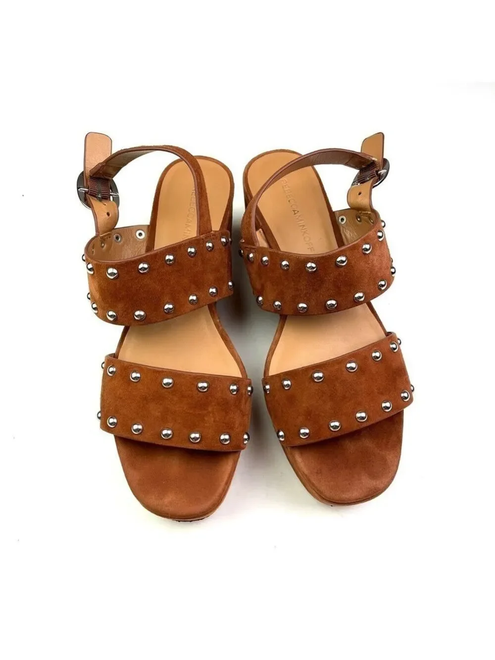 Rebecca Minkoff Tan Suede Studded Platform Sandals